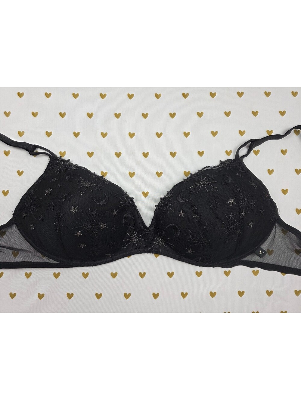 Victorias Secret Padded No Wire Wireless Bra 34D Stars